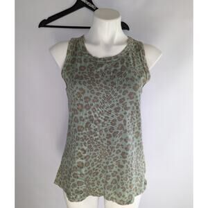 Dolan Teal Animal Print peekaboo Back Tank Top Xsmall